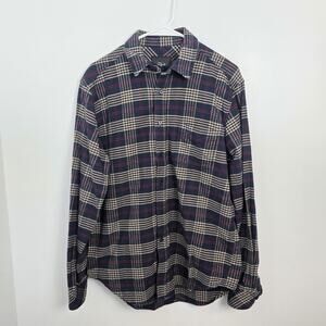Rails Navy Cream Plaid Flannel Button Up Long Sleeve Handsome Shirt Size Medium